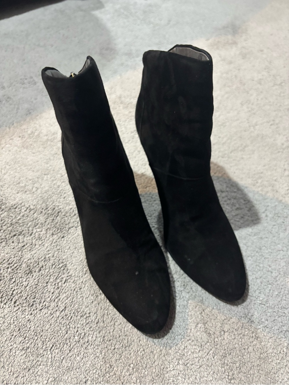 Audrey Brooke Black Suede Pointed Toe Ankle Booties